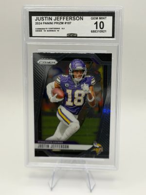 Justin Jefferson 2024 Panini Prizm #187 – CCG Gem Mint 10 – Minnesota Vikings