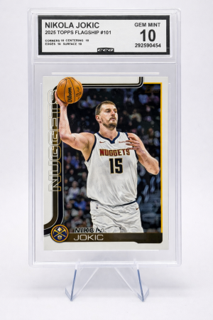Nikola Jokić 2025 Topps Flagship #101 CCG Gem Mint 10 – Denver Nuggets MVP Slab