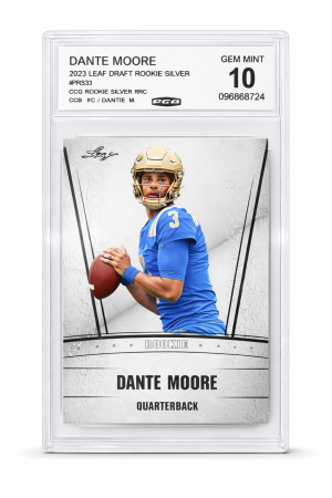 Dante Moore 2023 Leaf Draft Rookie Silver PRS33 – PGI Gem Mint 10 – Graded RC