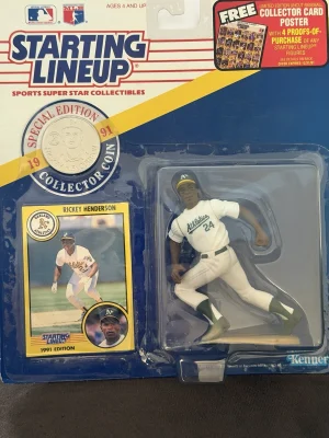 Kenner Starting Lineup Rickey Henderson 1991 Action Figure Card Coin