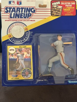 1991 Starting Lineup Will Clark Giants Figure + Coin & Card Sealed