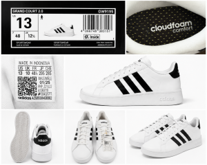 Size 13 - adidas Grand Court 2.0 White Black